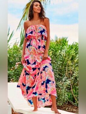 Lilly Pulitzer Caridee Maxi in “Indigo Queen Conch” Sz. L